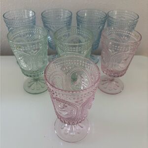 Set of 8 Easter Bunny Hobnail Victorian Goblets Glasses - Can Separate